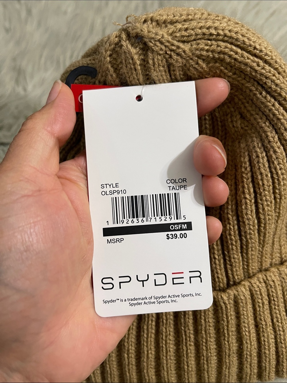 Spyder Ribbed Fold-Over Beanie - Camel/Tan - Picture 4 of 6